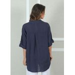 Camisa Clássica Linho Italiano Azul Marinho