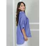 Camisa Clássica Linho Italiano Azul Hortênsia