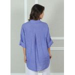 Camisa Clássica Linho Italiano Azul Hortênsia