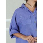 Camisa Clássica Linho Italiano Azul Hortênsia