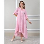 Chemise Melanie Linho Italiano Rosa Chiclete 