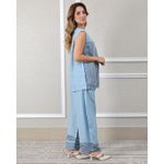 Conjunto Cora Linho Italiano Azul Hortência