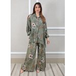 Conjunto Angela Linho Italiano Verde Militar