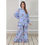 Conjunto Angela Linho Italiano Azul Hortência