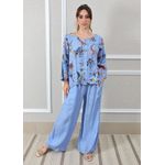 Conjunto Pamela Linho Italiano Azul Hortência