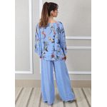 Conjunto Pamela Linho Italiano Azul Hortência
