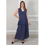Conjunto Solange Linho Italiano Azul Marinho