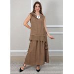 Conjunto Solange Linho Italiano Caramelo