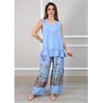 Conjunto Catarina Linho Italiano Azul Hortência 