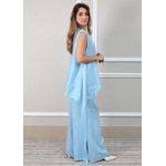 Vestido Elisa Linho Italiano Azul Hortênsia .