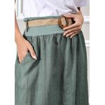 Saia Eulalia Linho Italiano Verde Militar