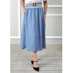 Saia Eulalia Linho Italiano Azul Jeans