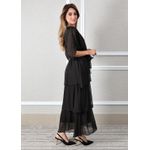 Vestido Stella Seda Italiana Preto .