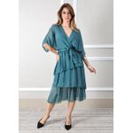 Vestido Stella Seda Italiana Petróleo .