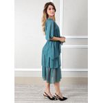 Vestido Stella Seda Italiana Petróleo .