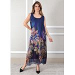 Vestido Luna Seda Italiana Azul Marinho .
