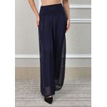 Calça Louise Seda Italiana Azul Marinho