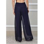 Calça Louise Seda Italiana Azul Marinho