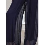Calça Louise Seda Italiana Azul Marinho
