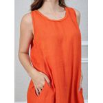 Vestido Eliane Linho Italiano Laranja
