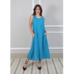 Vestido Eliane Linho Italiano Petróleo