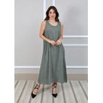 Vestido Eliane Linho Italiano Verde Militar