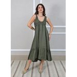 Vestido Barbara Linho Italiano Verde Militar 