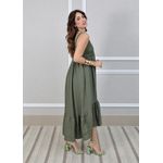 Vestido Barbara Linho Italiano Verde Militar 