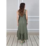 Vestido Barbara Linho Italiano Verde Militar 