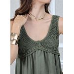 Vestido Barbara Linho Italiano Verde Militar 