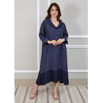 Vestido Leticia Linho Italiano Azul Marinho .