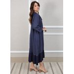 Vestido Leticia Linho Italiano Azul Marinho .