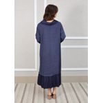Vestido Leticia Linho Italiano Azul Marinho .