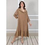 Vestido Leticia Linho Italiano Caramelo .