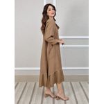 Vestido Leticia Linho Italiano Caramelo .
