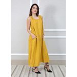 Vestido Eliane Linho Italiano Mostarda