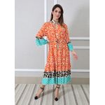 Vestido Daiana Viscose Italiana Laranja .
