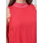 Vestido Maria Linho Italiano Vermelho