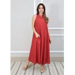 Vestido Maria Linho Italiano Terracota