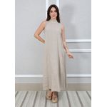 Vestido Maria Linho Italiano Bege