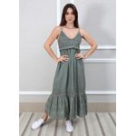 Vestido Francesca Linho Italiano Verde Militar
