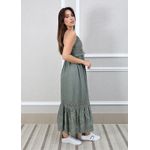 Vestido Francesca Linho Italiano Verde Militar