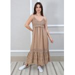 Vestido Francesca Linho Italiano Caramelo