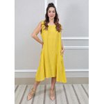 Vestido Lavinia Linho Italiano Mostarda 