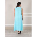 Vestido Luana Linho Italiano Azul Turquesa .
