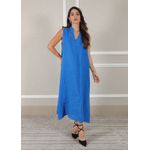 Vestido Luana Linho Italiano Azul Royal