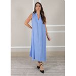 Vestido Luana Linho Italiano Azul Hortênsia