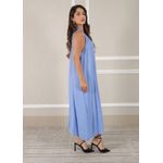 Vestido Luana Linho Italiano Azul Hortênsia