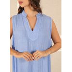 Vestido Luana Linho Italiano Azul Hortênsia