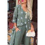 Conjunto Martina Linho Italiano Verde Militar